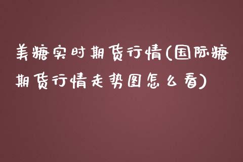 美糖实时期货行情(国际糖期货行情走势图怎么看)