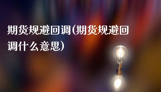 期货规避回调(期货规避回调什么意思)_https://www.boyangwujin.com_恒指直播间_第1张