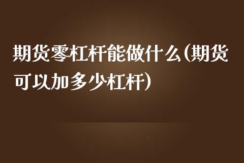 期货零杠杆能做什么(期货可以加多少杠杆)