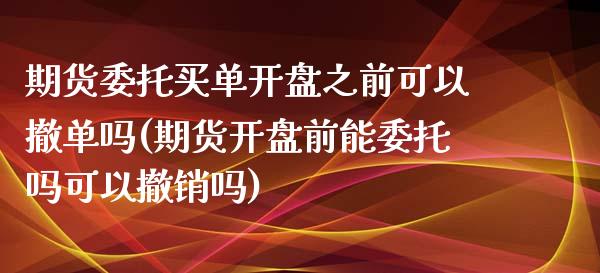 期货委托买单开盘之前可以撤单吗(期货开盘前能委托吗可以撤销吗)