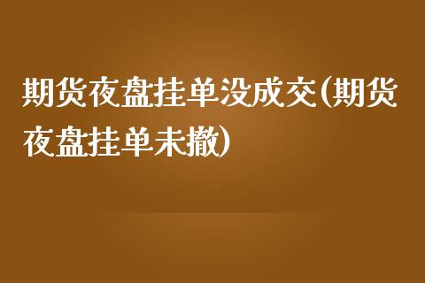 期货夜盘挂单没成交(期货夜盘挂单未撤)