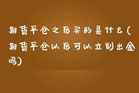 期货平仓之后买的是什么(期货平仓以后可以立刻出金吗)