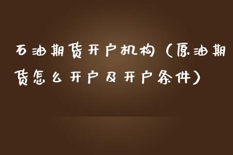 石油期货开户机构（原油期货怎么开户及开户条件）