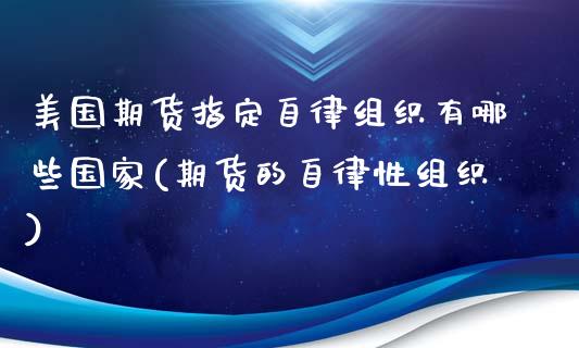 美国期货指定自律组织有哪些国家(期货的自律性组织)