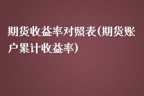 期货收益率对照表(期货账户累计收益率)