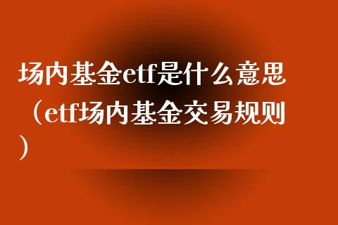 场内基金etf是什么意思（etf场内基金交易规则）