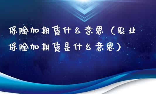 保险加期货什么意思（农业保险加期货是什么意思）_https://www.boyangwujin.com_黄金期货_第1张