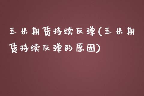 玉米期货持续反弹(玉米期货持续反弹的原因)