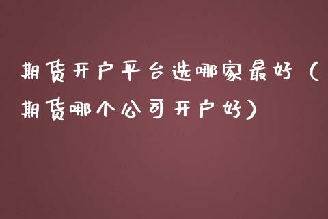 期货开户平台选哪家最好（期货哪个公司开户好）_https://www.boyangwujin.com_期货直播间_第1张