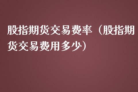 股指期货交易费率（股指期货交易费用多少）