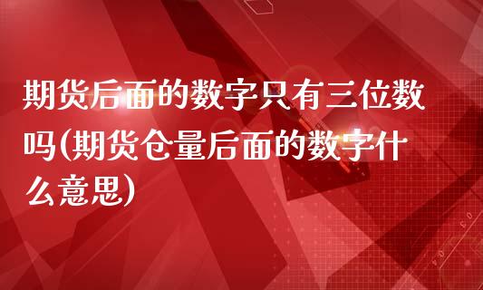 期货后面的数字只有三位数吗(期货仓量后面的数字什么意思)