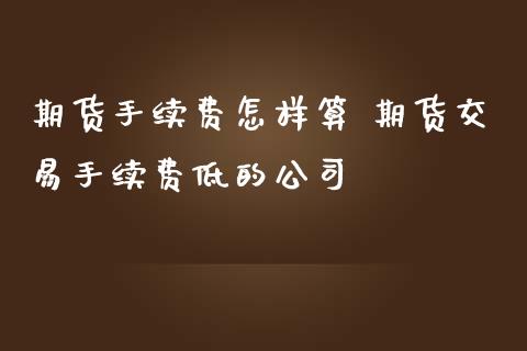 期货手续费怎样算 期货交易手续费低的公司