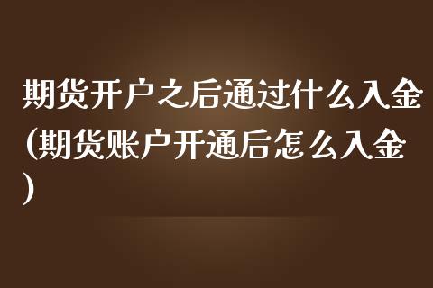 期货开户之后通过什么入金(期货账户开通后怎么入金)