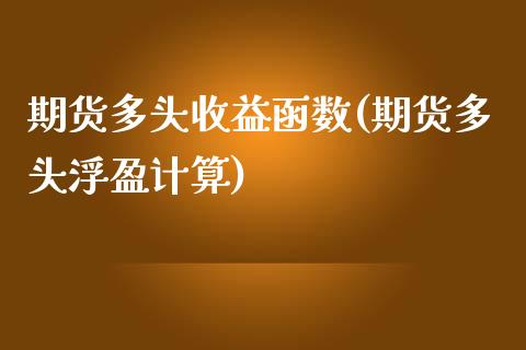 期货多头收益函数(期货多头浮盈计算)_https://www.boyangwujin.com_期货直播间_第1张