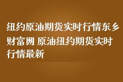 纽约原油期货实时行情东乡财富网 原油纽约期货实时行情最新