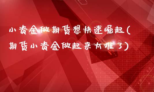 小资金做期货想快速崛起(期货小资金做起来太难了)_https://www.boyangwujin.com_黄金期货_第1张