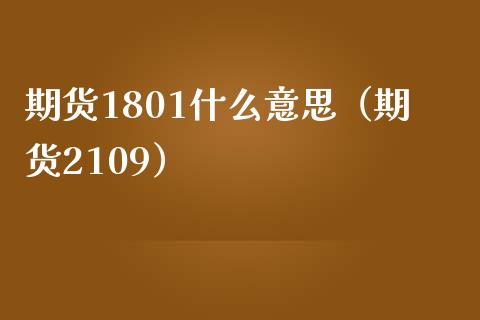 期货1801什么意思（期货2109）