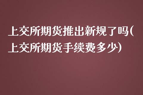 上交所期货推出新规了吗(上交所期货手续费多少)_https://www.boyangwujin.com_白银期货_第1张