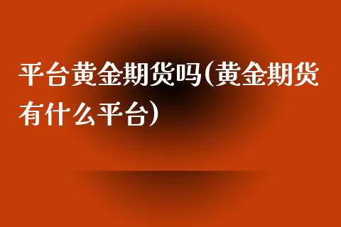 平台黄金期货吗(黄金期货有什么平台)